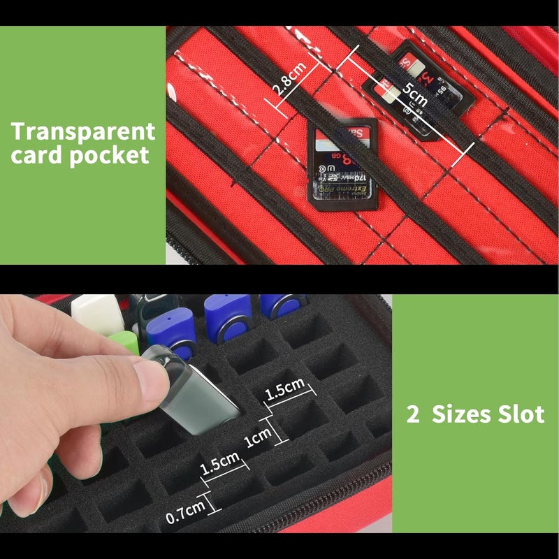 ALKOO USB Flash Drive Case, SD Card & Memory Stick & Thumb Drives Pouch for SanDisk, for Samsung, Hard Shell Protective Storage Organizer - for IT Admins, Photographers & Film Crews - Box Only- (Red) - Image 3